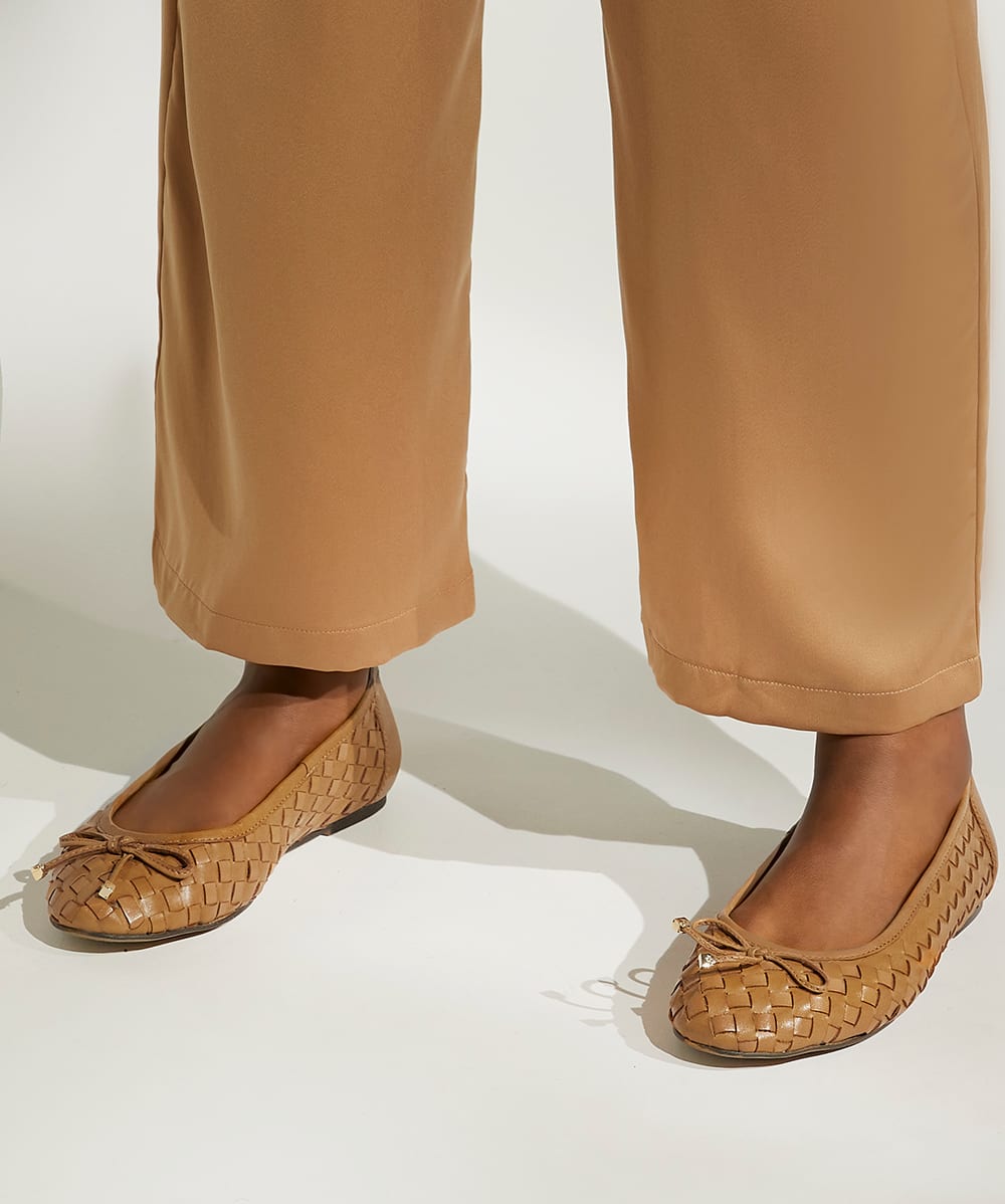 Tan woven clearance ballet pumps