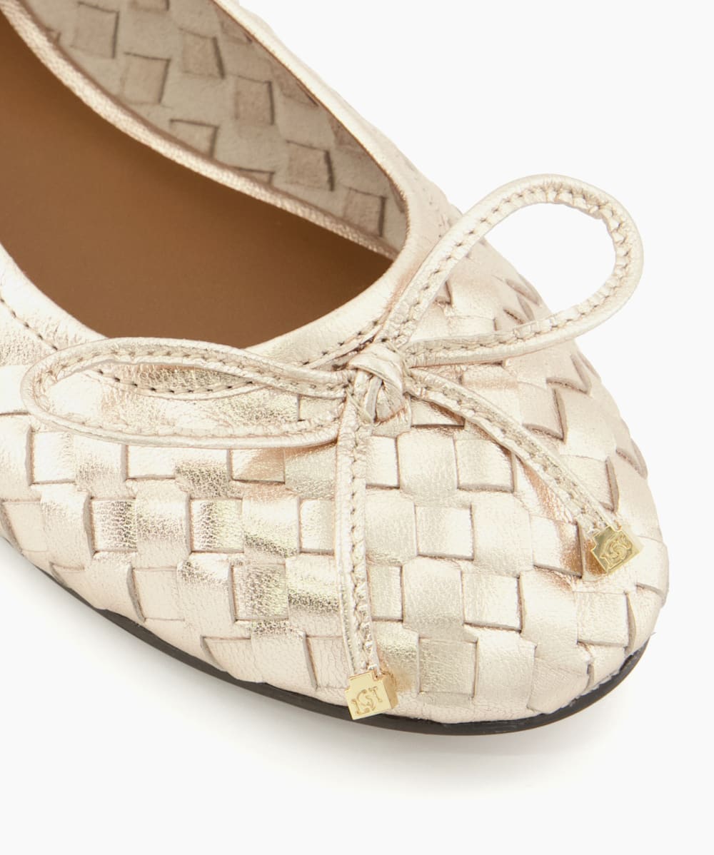 Hartlyns Gold Woven Ballet Pumps Dune London