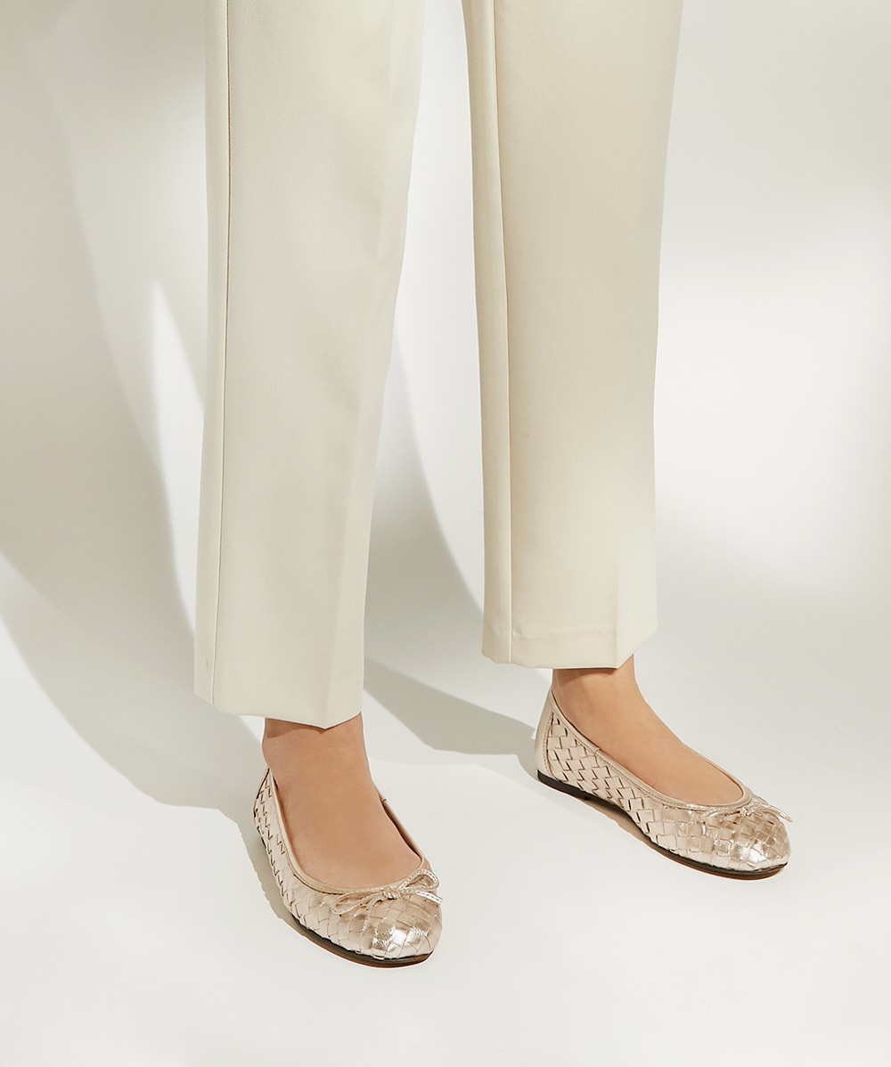 Gold ballet pumps sales