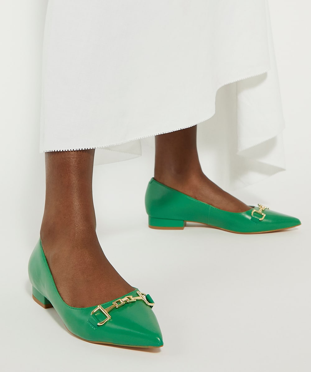Green flat pumps cheap