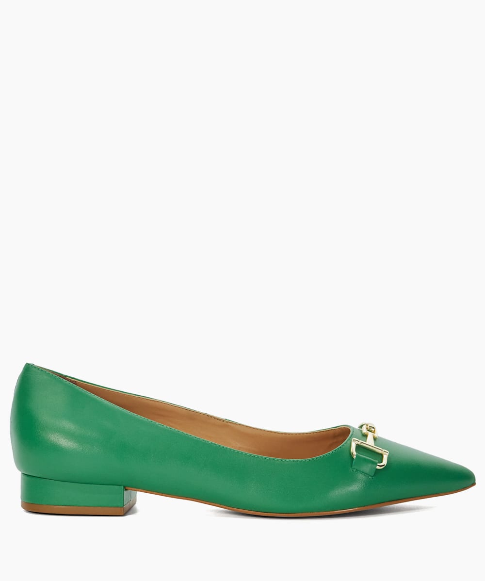 Haydenne Green Snaffle Trim Ballet Pumps Dune London