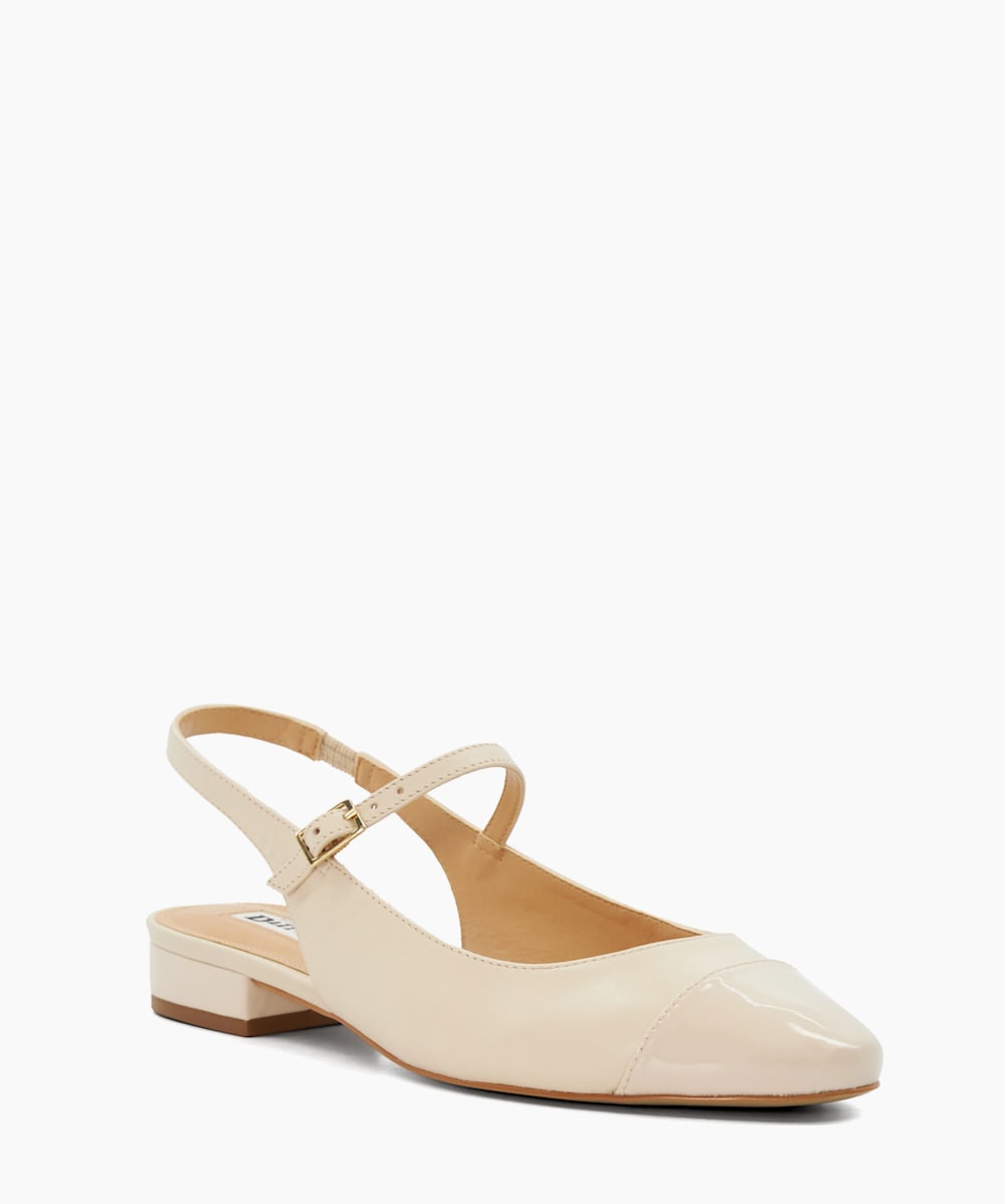 Hayes Ecru Patent Leather Slingback Mary Janes Dune London