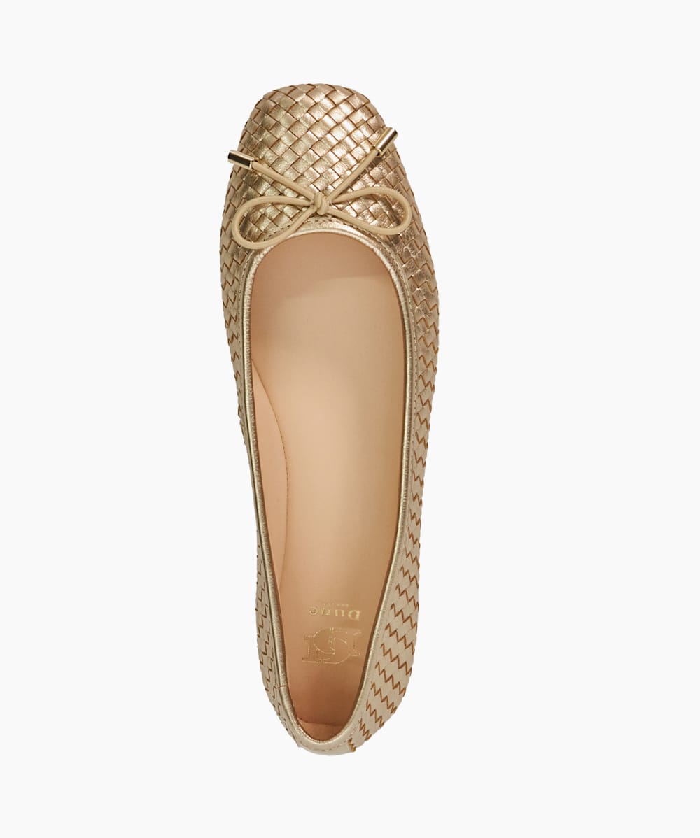 Heights Gold Woven Ballet Flats Dune London