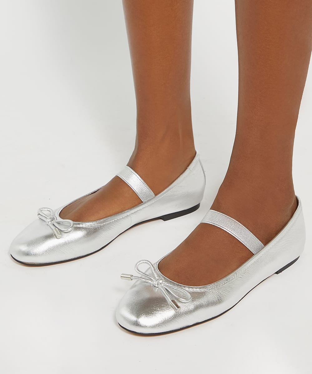 Womens silver ballet flats top