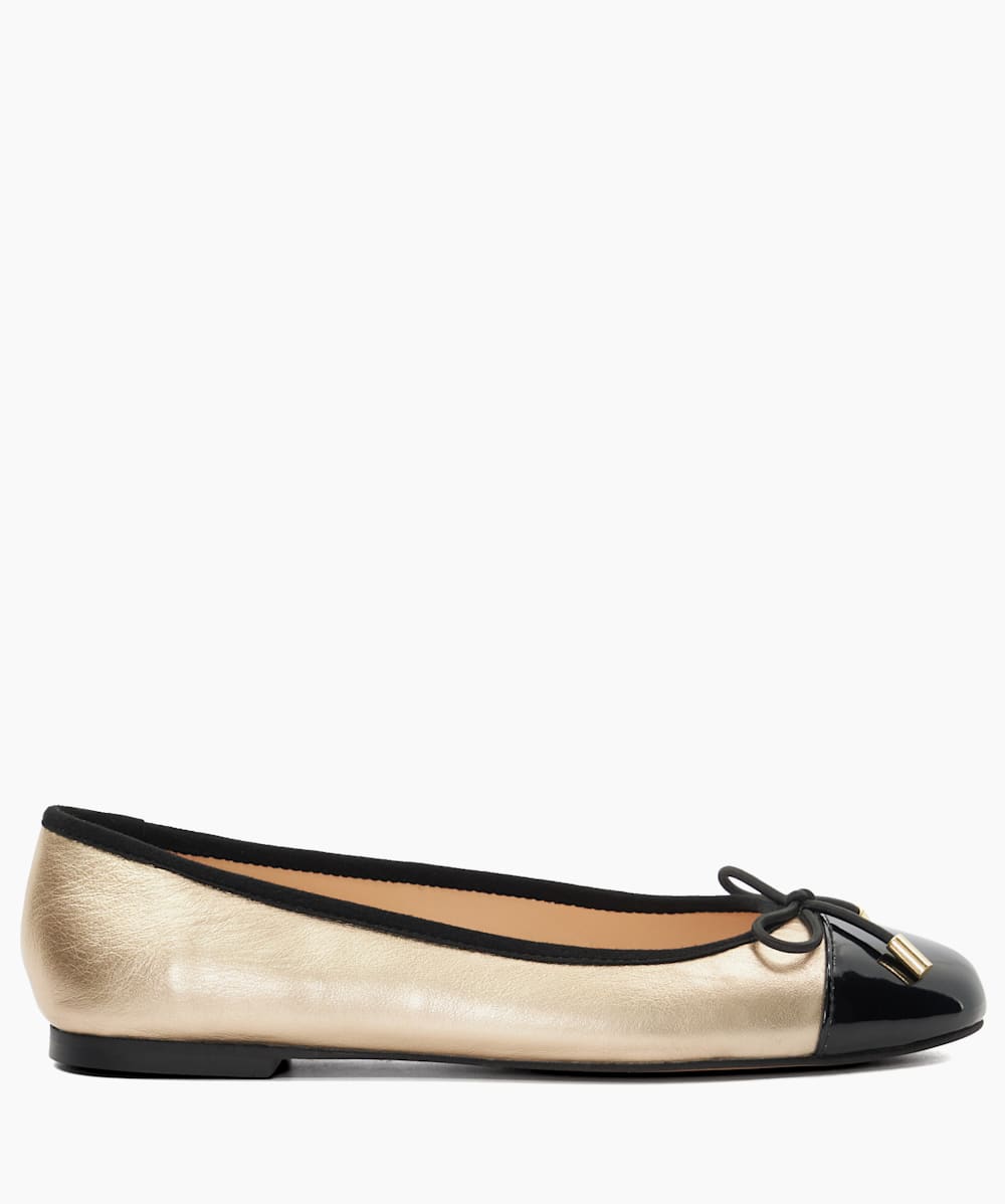 Gold cap top toe pumps