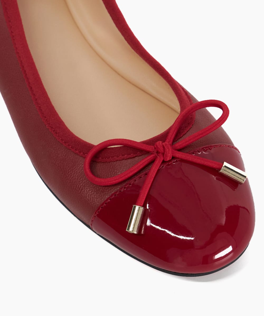 Highest Dark Red Toe Cap Ballet Pump Dune London