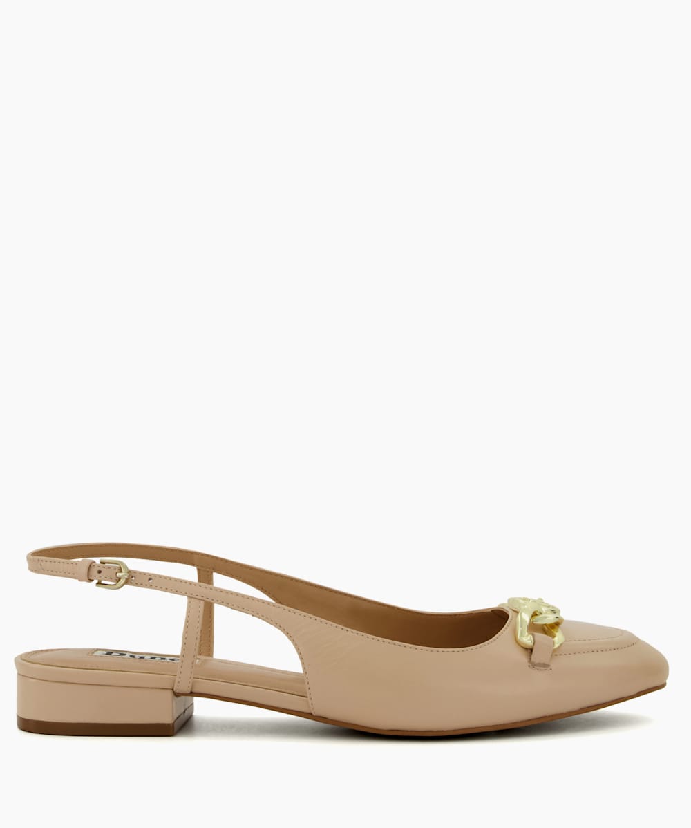 Hippity BLUSH LEATHER Snaffle Trim Flat Slingback Pumps Dune London