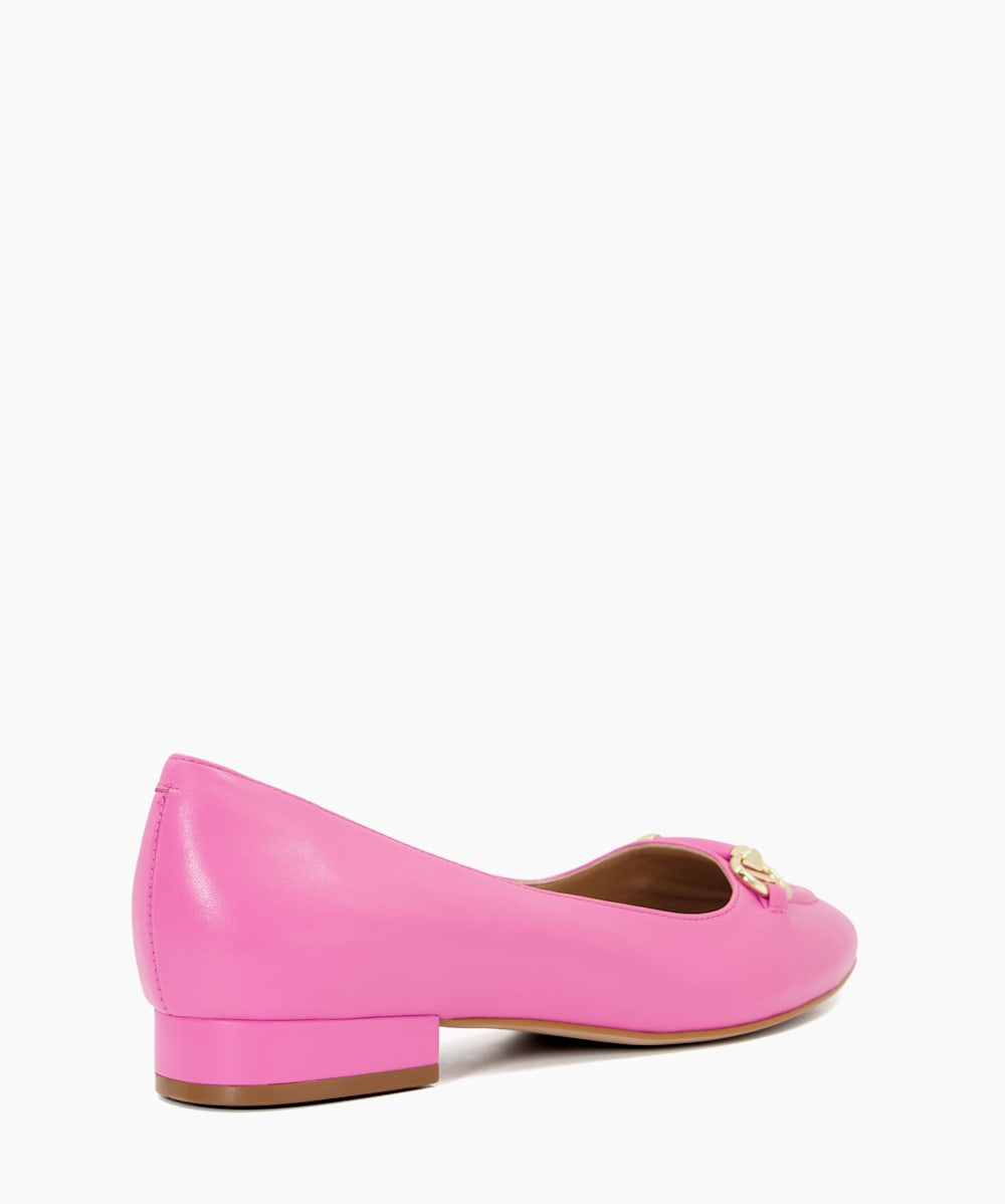 Hippy Pink Leather Snaffle Trim Ballet Pumps Dune London