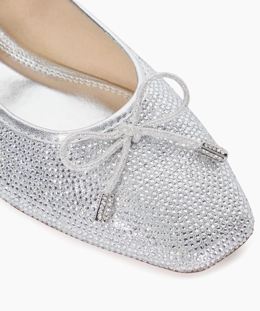 Silver rhinestone ballet flats discount