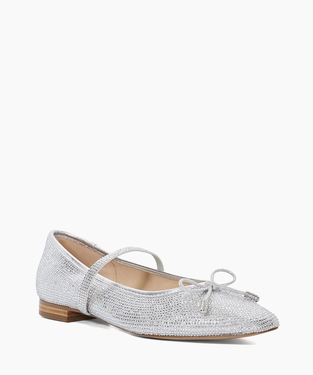 Silver embellished flats 2025