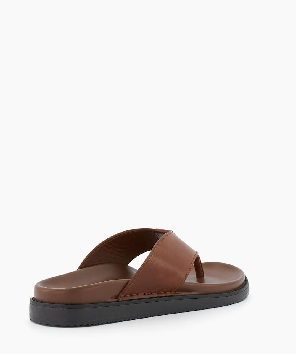 Iddolise Tan Ergonomic Leather Toe Post Sandals Dune London