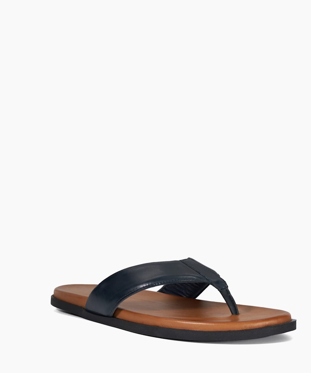 Inspires Navy Leather Toe Post Sandals Dune London