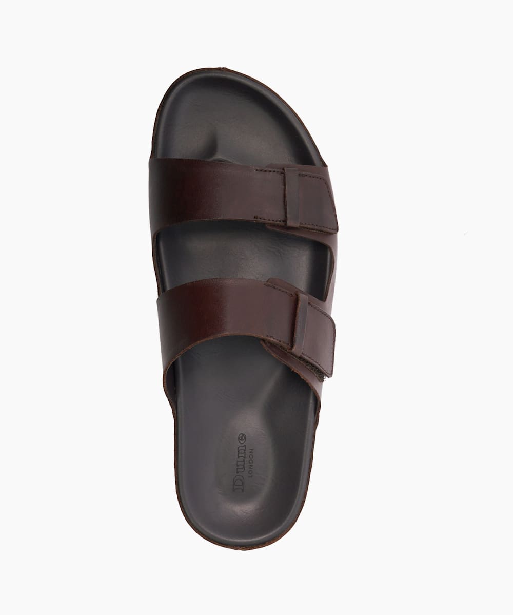 Intells Brown Double Strap Leather Sandals Dune London