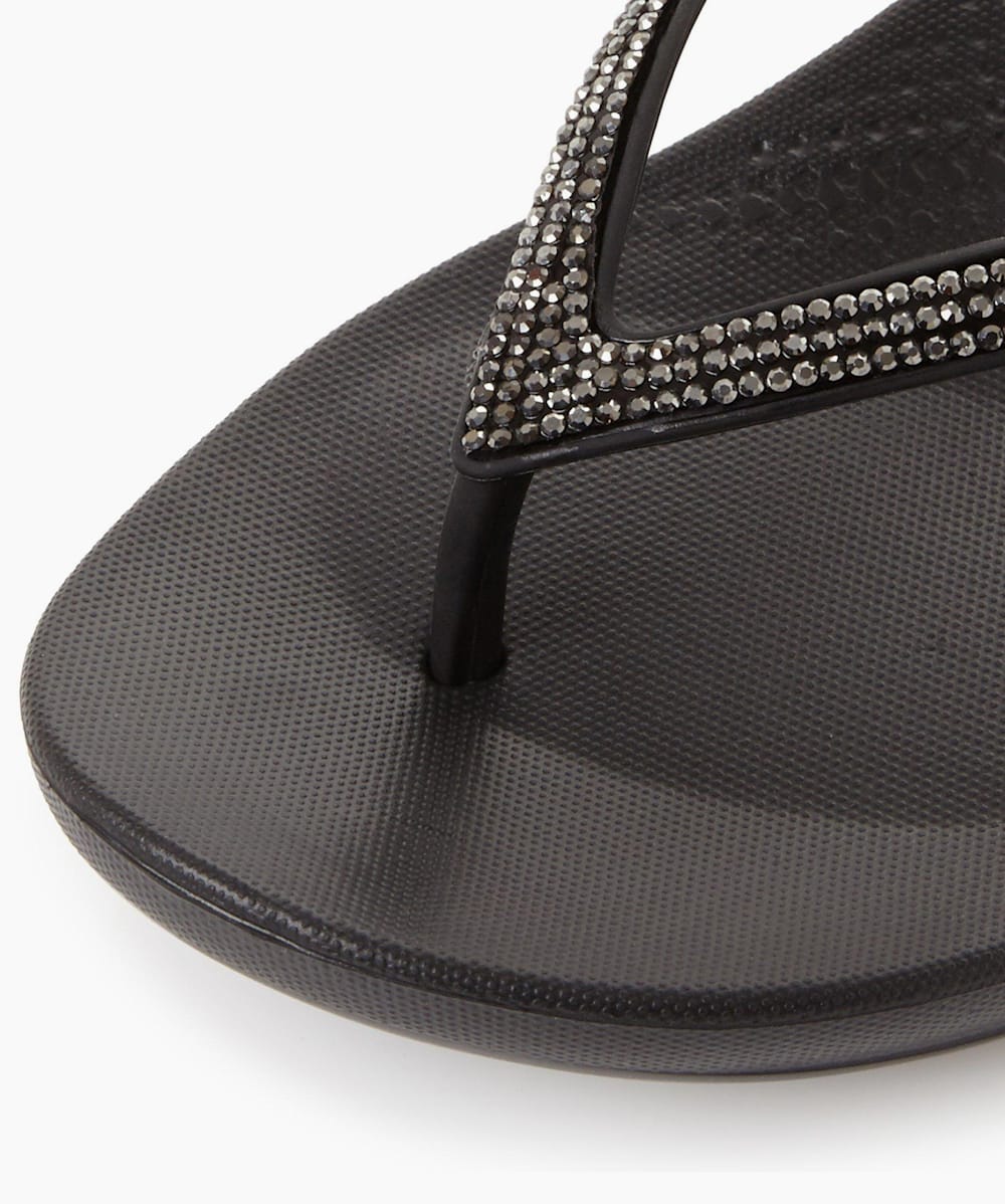 Iqushion Sparkl Black Wedge Flip Flop Dune London