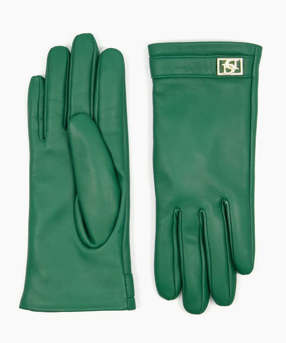 Dark green leather 2025 gloves