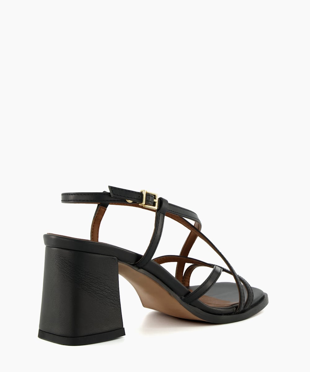 Strappy stacked heel sandals sales
