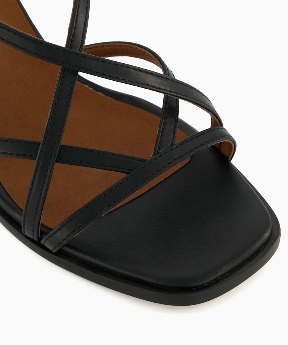 Flat black strappy sandals on sale