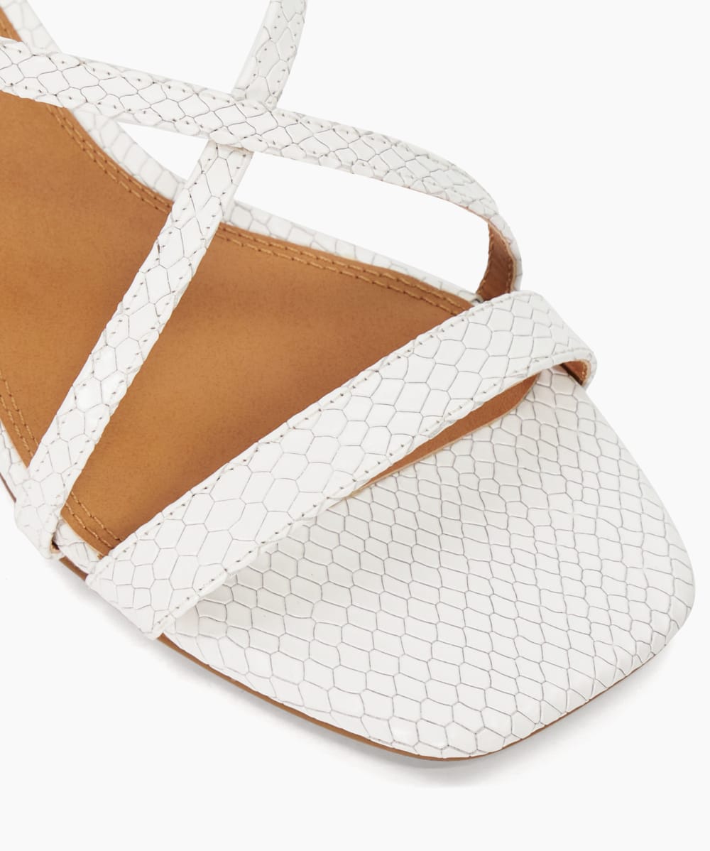 Jaskell White Low Block Heel Sandals Dune London