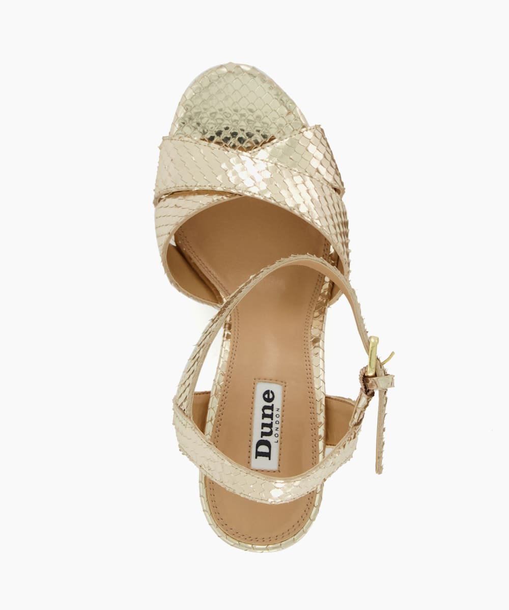 Jealous Gold Cork Platform Sandals Dune London
