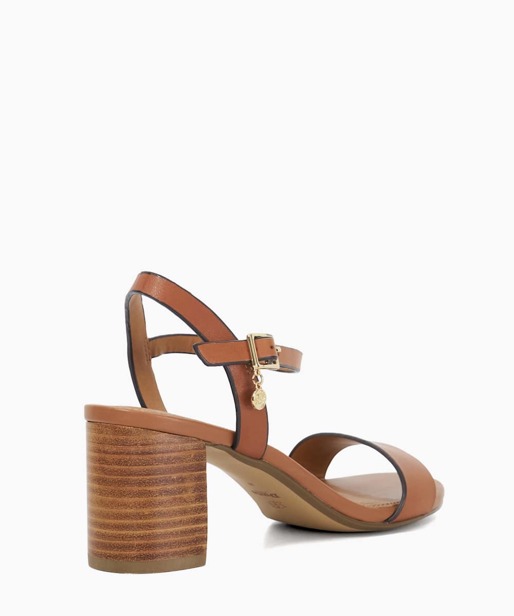 Tan leather block heel sandals cheap