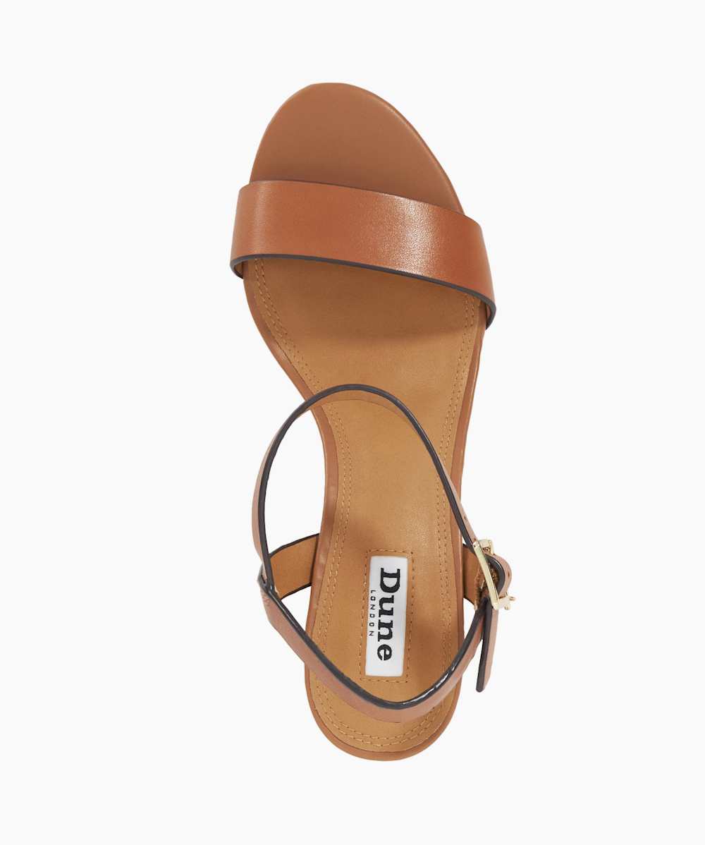 Tan leather block heel sandals on sale