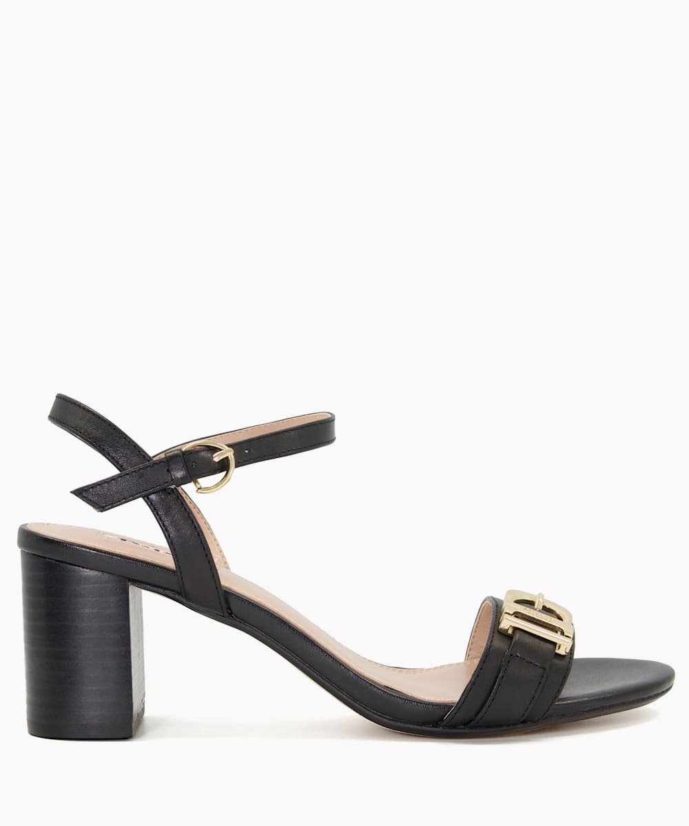 Dune black block heel sandals top