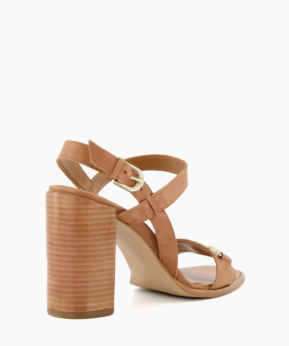 Tan strappy block heel sandals sale