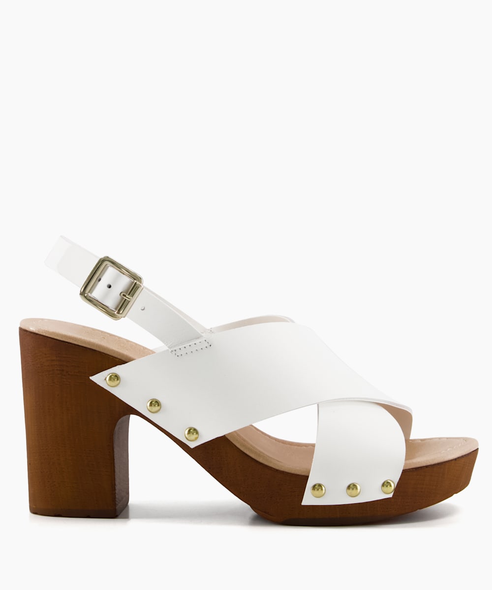 White clog heels best sale