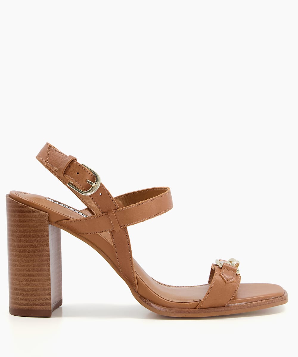 Junior Tan Block Heel Snaffle Trim Sandals Dune London