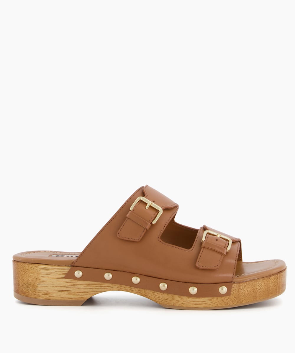 Juniper Tan Clog Sandals Dune London