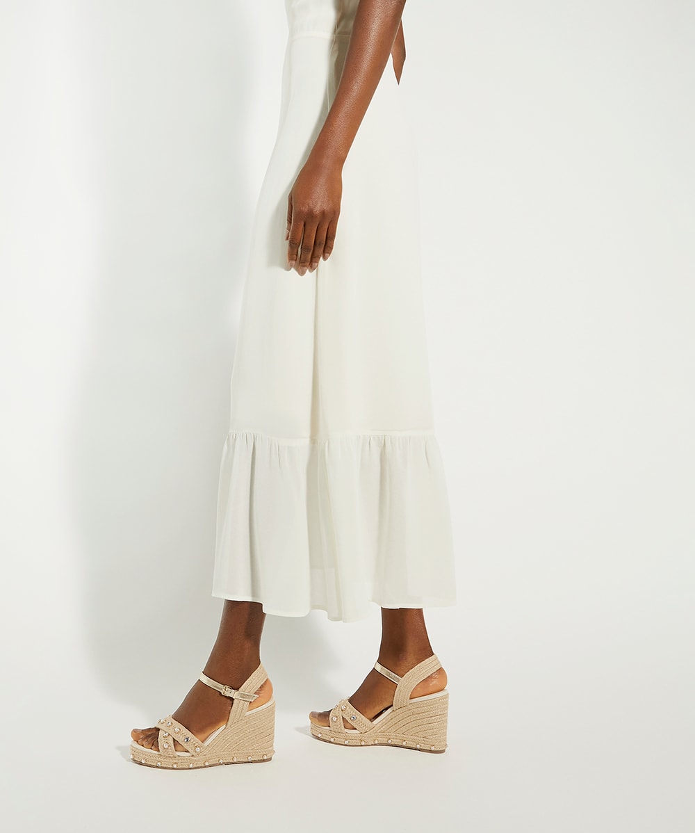 Kays Natural Pearl Strap Raffia Wedge Sandals Dune London