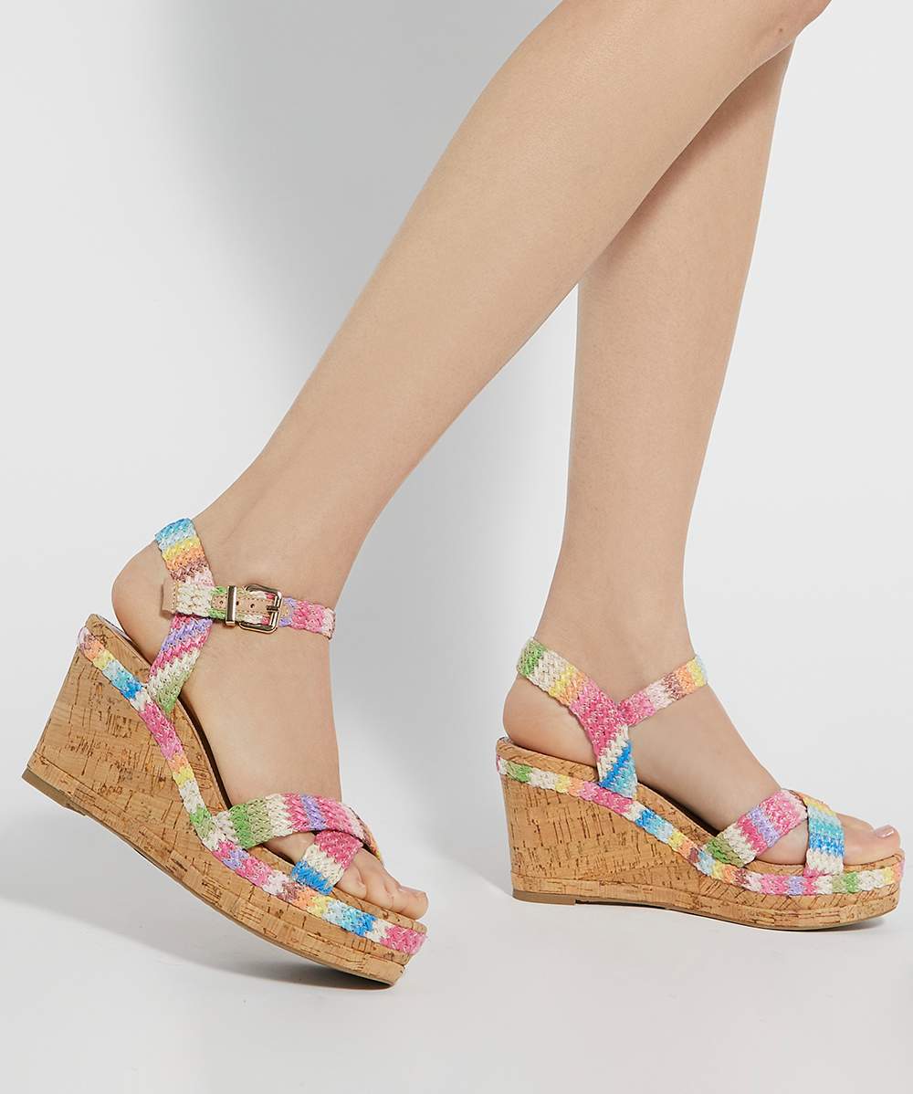 Kelisa Multi Braided Cross Strap Cork Wedge Sandals Dune London