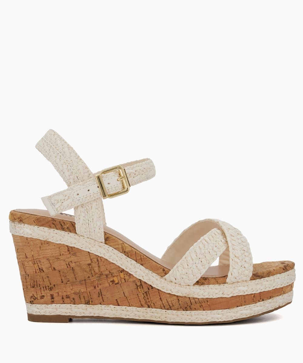White cork heel sandals hotsell