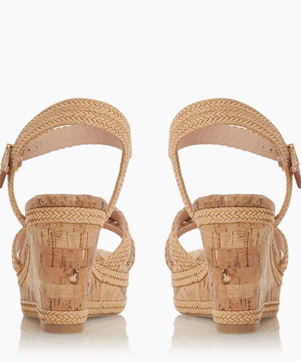 Kelisa Natural Braided Upper High Wedge Heel Sandals Dune London