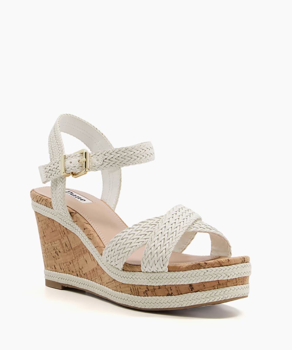 White cork wedge sandals outlet