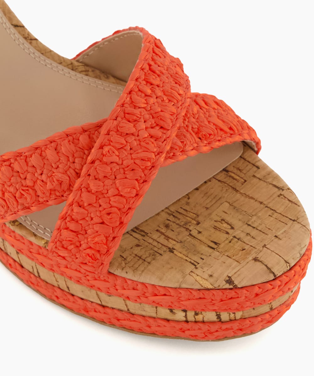 Orange low wedge sandals cheap