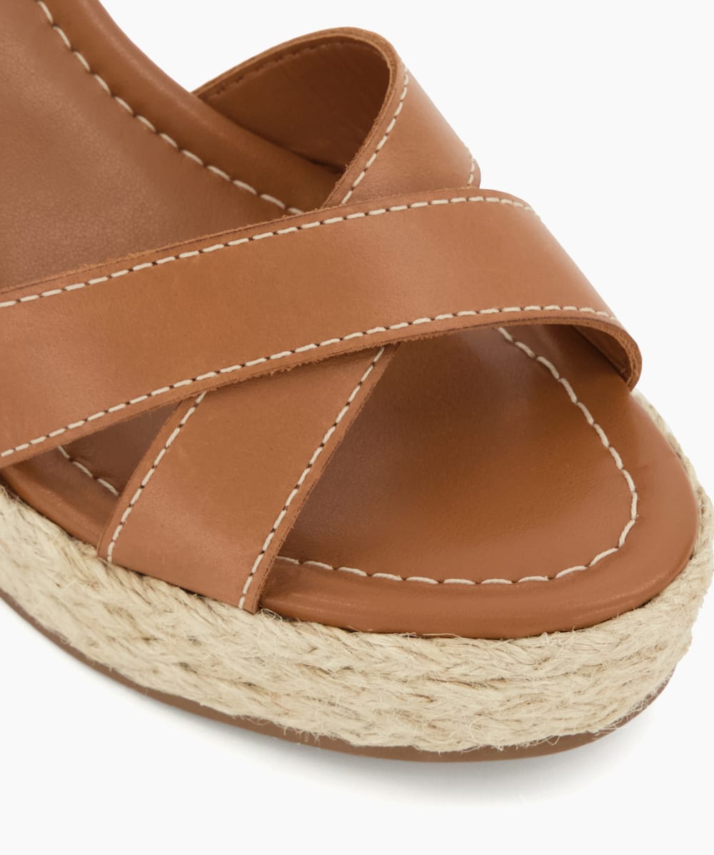 Tan leather sale wedge sandals