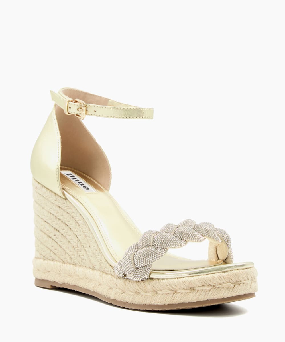Gold diamante wedge sandals hot sale