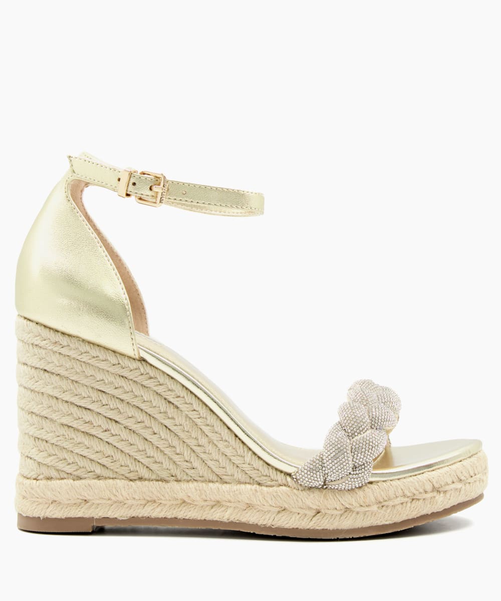 Gold diamante wedge sandals shop