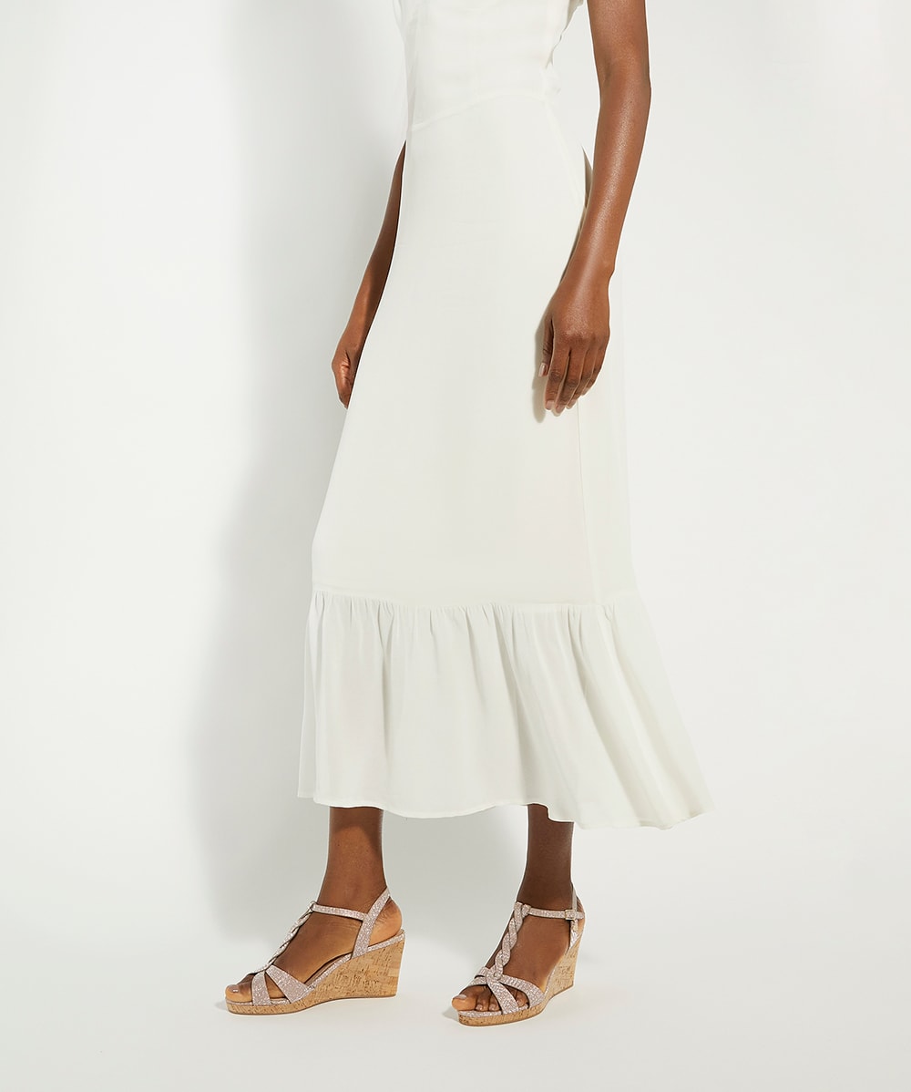Koala Rose Gold Plait T Bar Strap Cork Wedge Heel Dune London