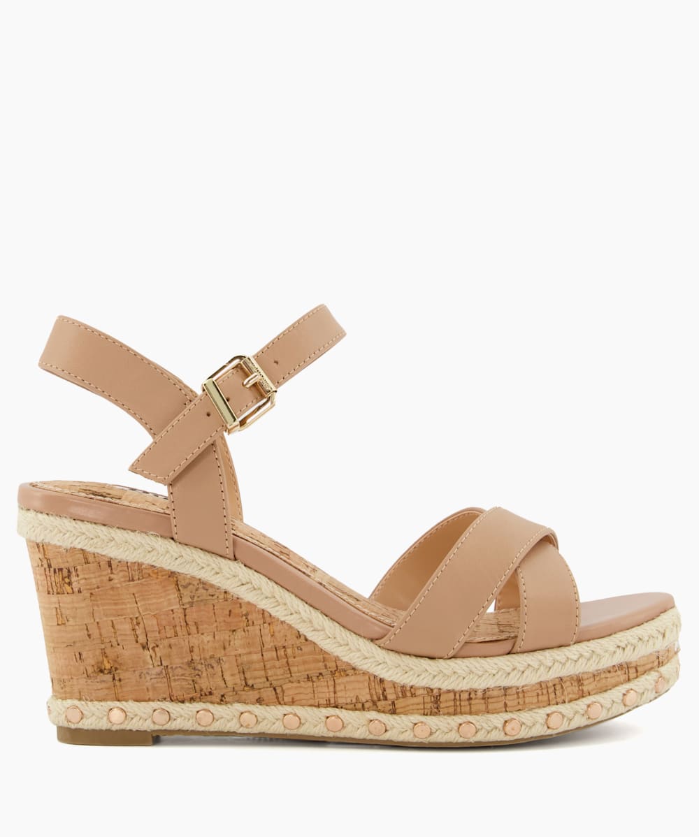 Kopper Camel Studded Medium Wedge Sandals Dune London