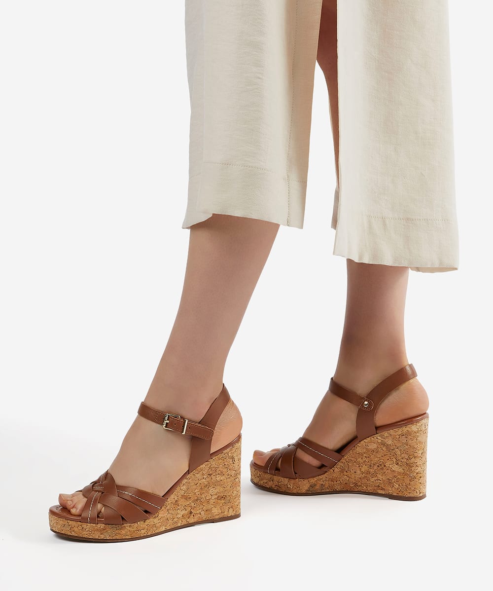 Koral Tan Cork Sole Wedges Dune London
