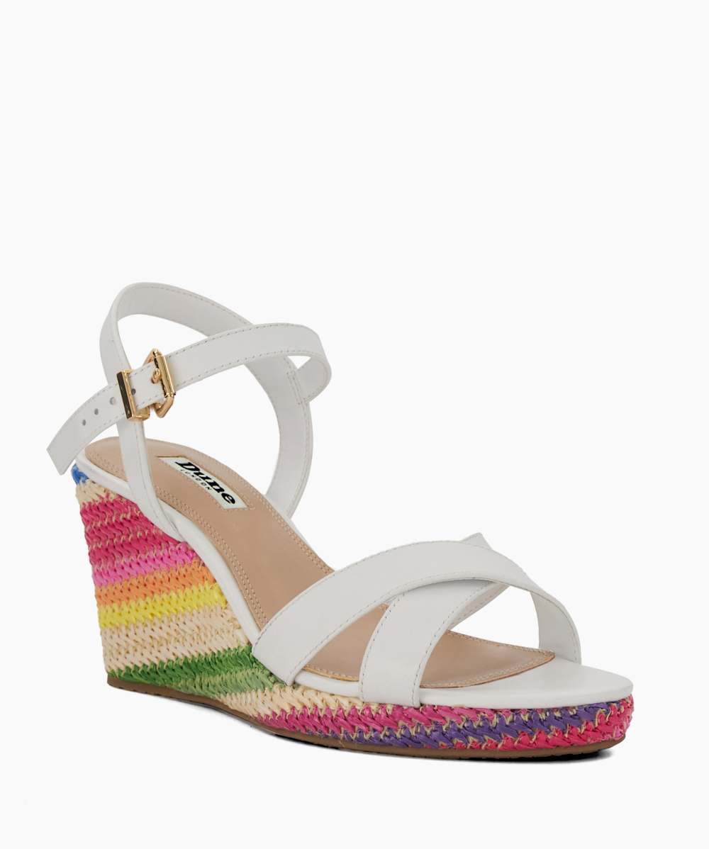 Kyrin Off White Rainbow Stripe Wedge Dune London