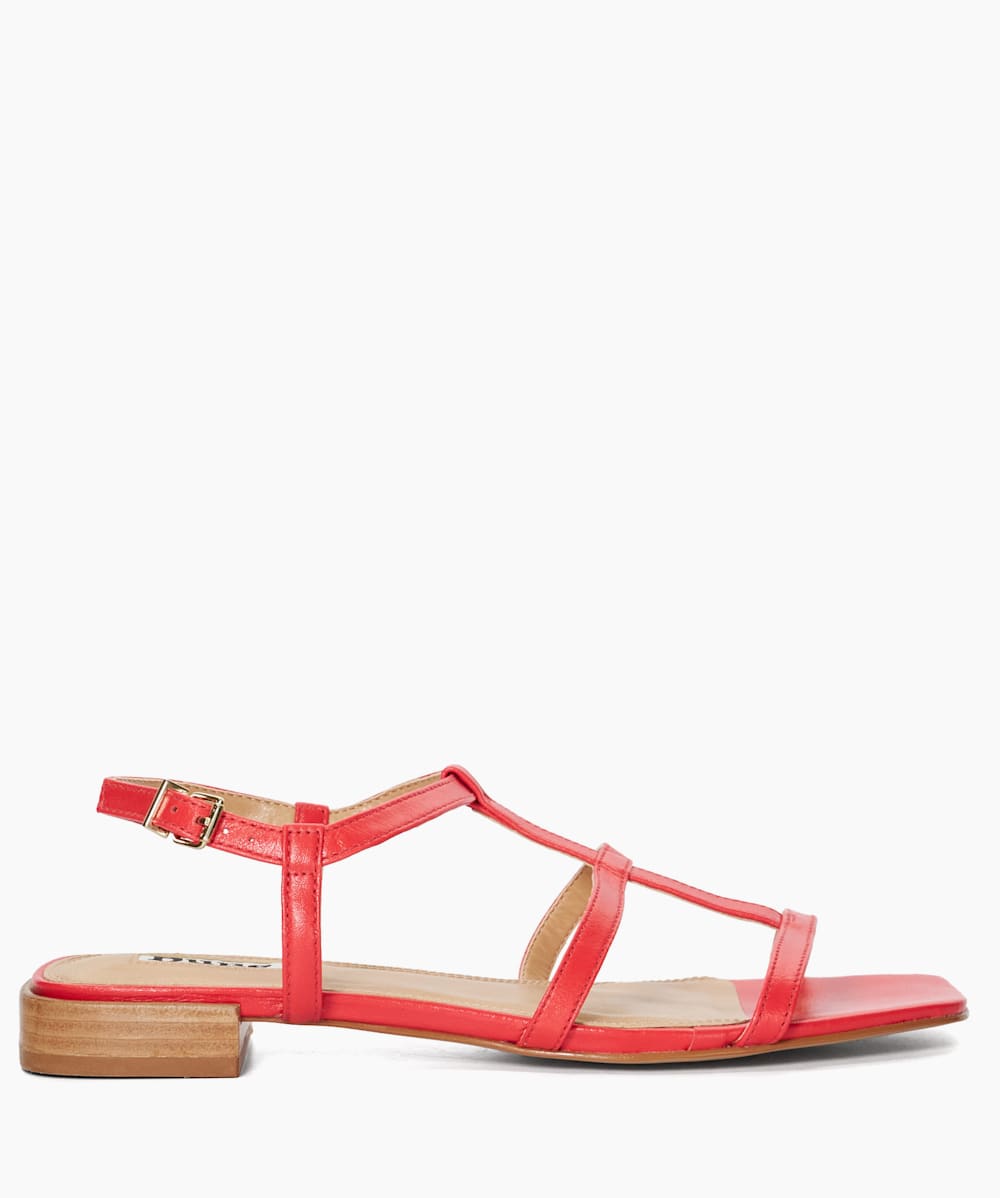 Red leather flat sandals new arrivals