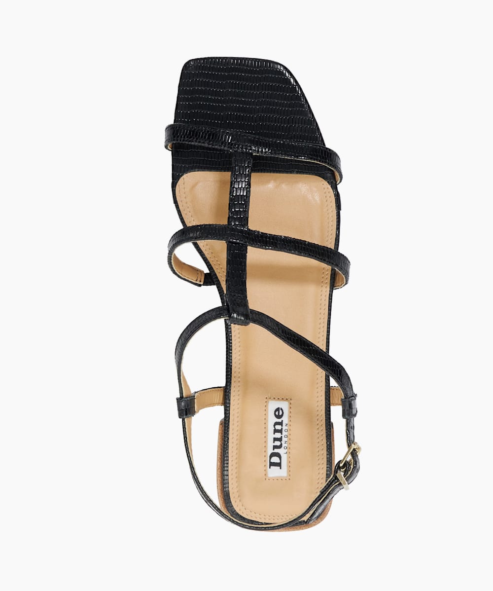 Ladi Black Flat Leather Sandals Dune London