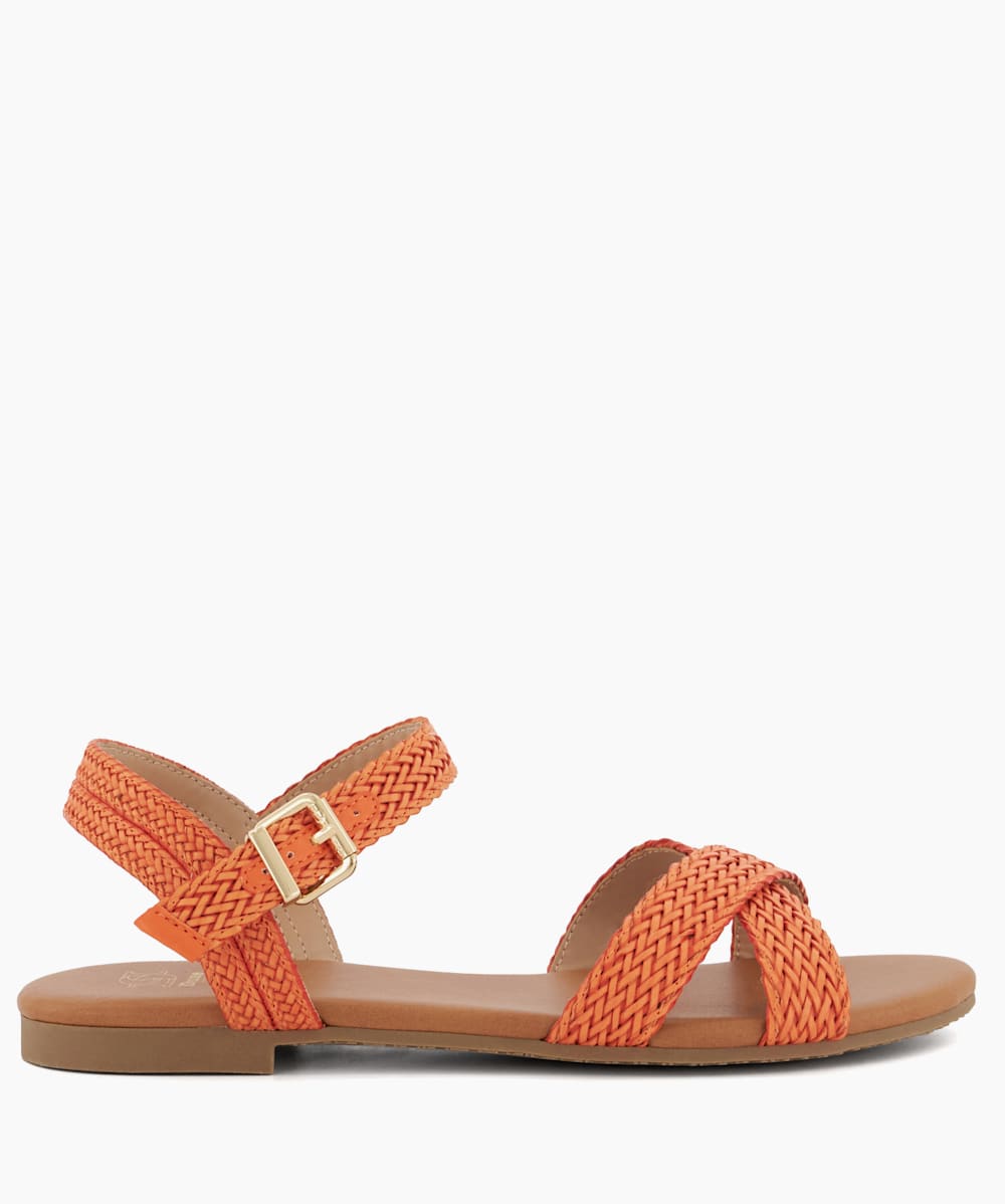 Womens orange flat top sandals