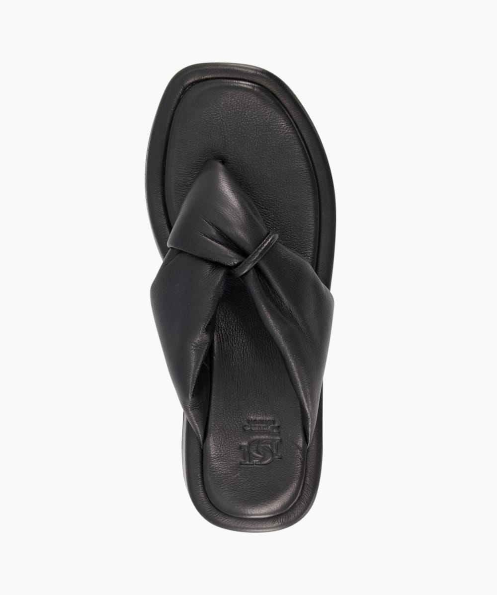 Black leather flip flops womens store