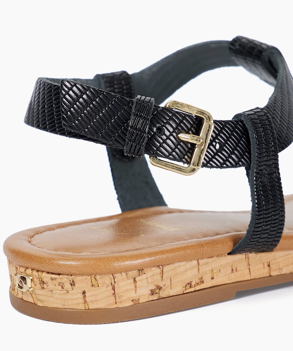 Lari Black Cork Wedge Sandals Dune London
