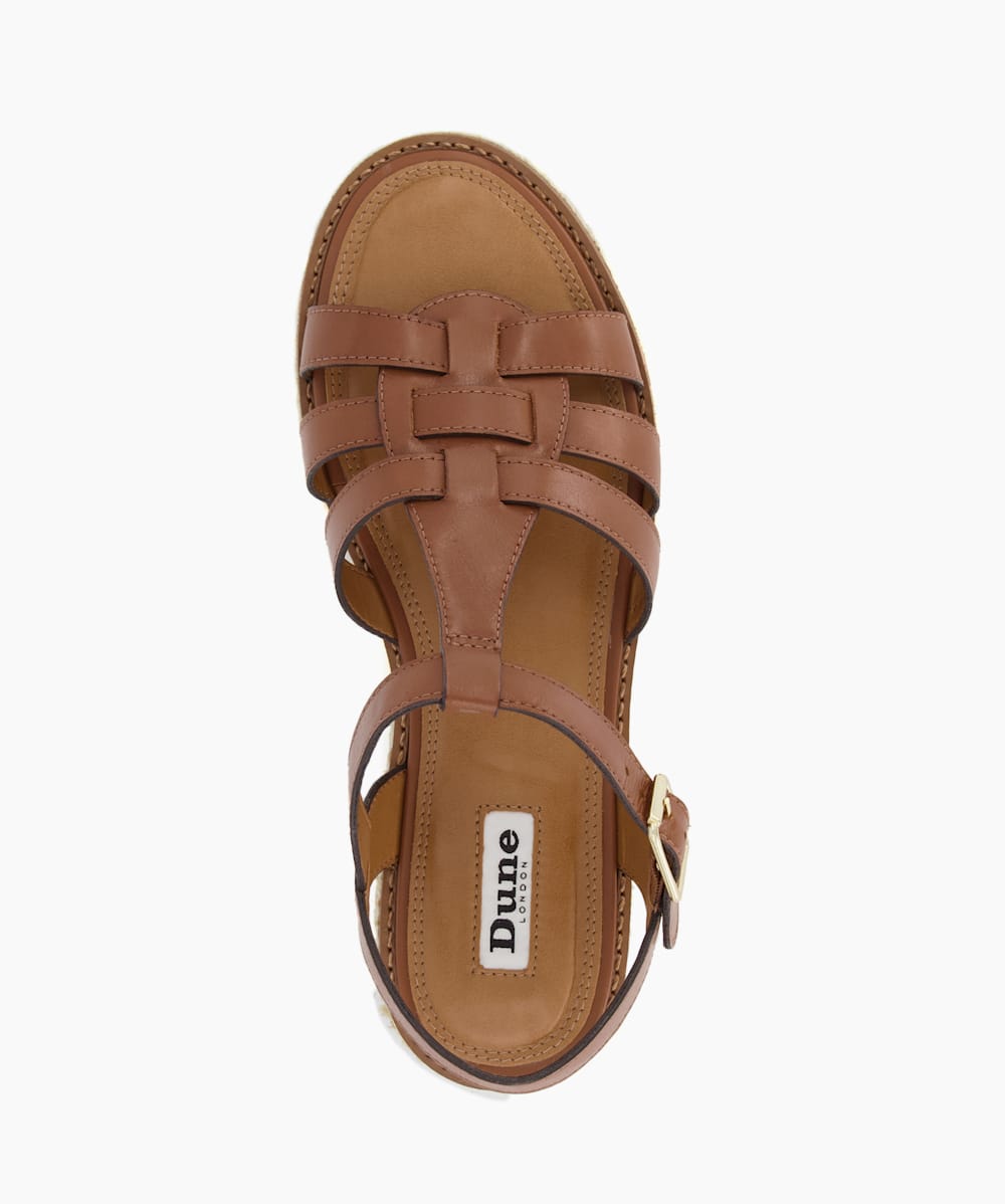 Latch Tan Fisherman Espadrille Sole Sandals Dune London