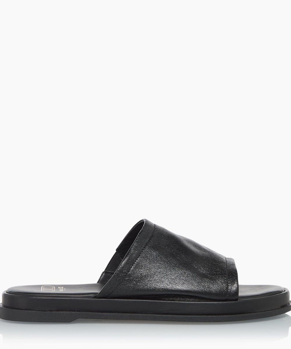 Laurena Black Soft Leather Slides Dune London